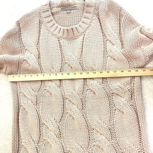 CRYUS Cable Knit Sweater Soft Pink Womens Size M Cabincore Beachy Oversized - Picture 6 of 10